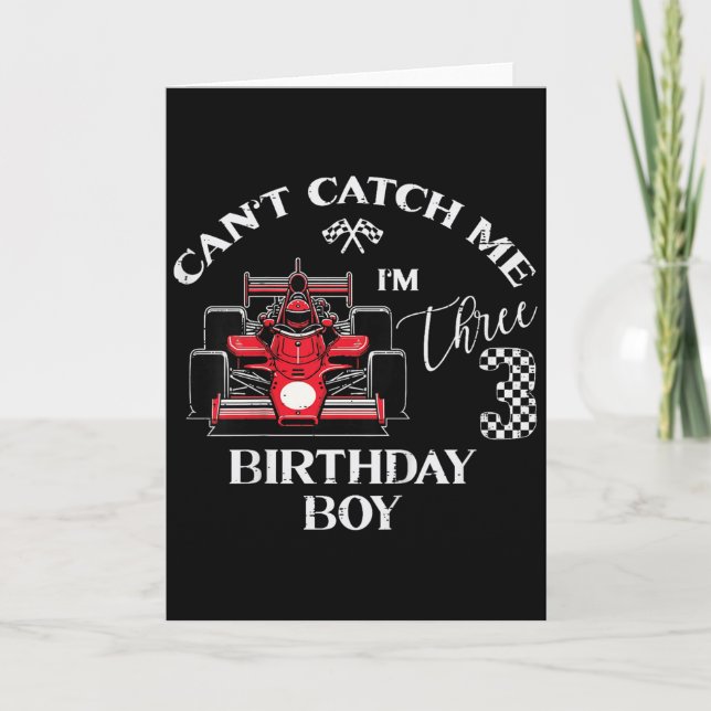Cartão Kids 3rd Birthday Race Car Bday Boy Cant Catch Me  (Frente)