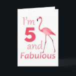 Cartão Kids 5th Birthday Cute Pink Flamingo<br><div class="desc">This cute pink flamingo tee is the perfect gift for any 5 year old girl on their birthday. Make their birthday party special with this pink flamingo design. I'm 5 And Fabulous. This kid's birthday design is a great birthday gift for any little kid who loves flamingos. So grab this...</div>