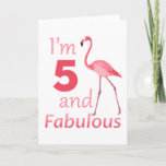 Cartão Kids 5th Birthday Cute Pink Flamingo<br><div class="desc">This cute pink flamingo tee is the perfect gift for any 5 year old girl on their birthday. Make their birthday party special with this pink flamingo design. I'm 5 And Fabulous. This kid's birthday design is a great birthday gift for any little kid who loves flamingos. So grab this...</div>