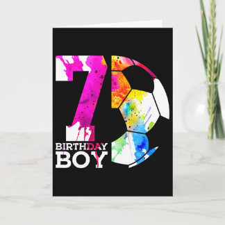Cartão Kids 7 Birthday Boy Soccer 7th Birthday