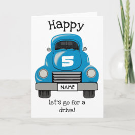 Cartão Kids Blue Truck Personalize Name, Birthday Card