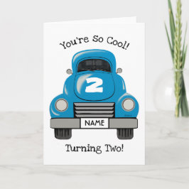Cartão Kids Blue Truck Personalize Name, Birthday Card