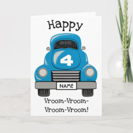 Cartão Kids Blue Truck Personalize Name, Birthday Card