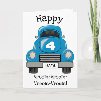 Cartão Kids Blue Truck Personalize Name, Birthday Card