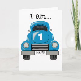 Cartão Kids Blue Truck Personalize Name, Birthday Card