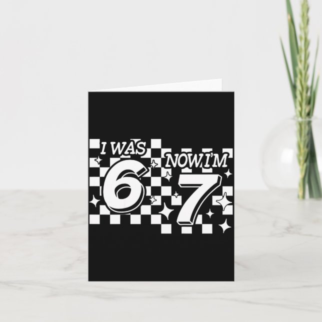 Cartão Kids Checkered I Was 6 Now Im 7 Birthday Seven Yea (Frente)