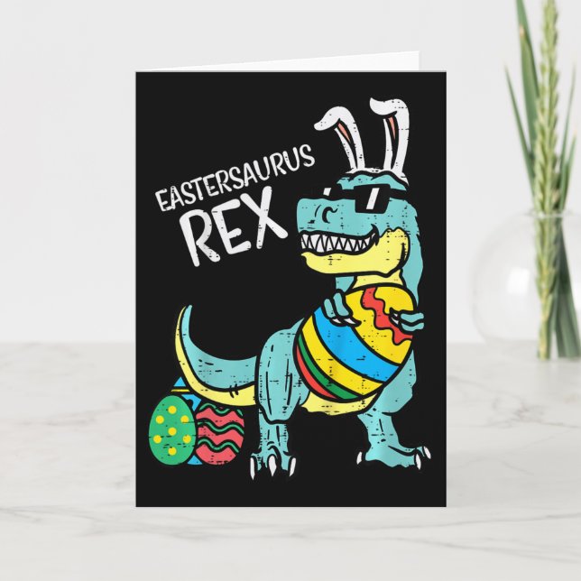 Cartão Kids Eastersaurus Rex Páscoa Trex Bunny Criança Bo (Frente)
