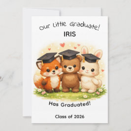 Cartão Kids Fox Bear Bunny Woodland Graduation