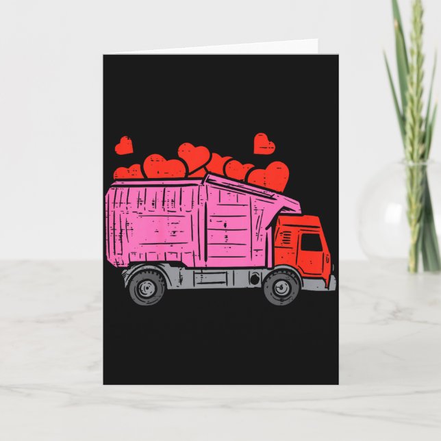 Cartão Kids Garbage Truck Hearts Toddler Boys Valentines  (Frente)