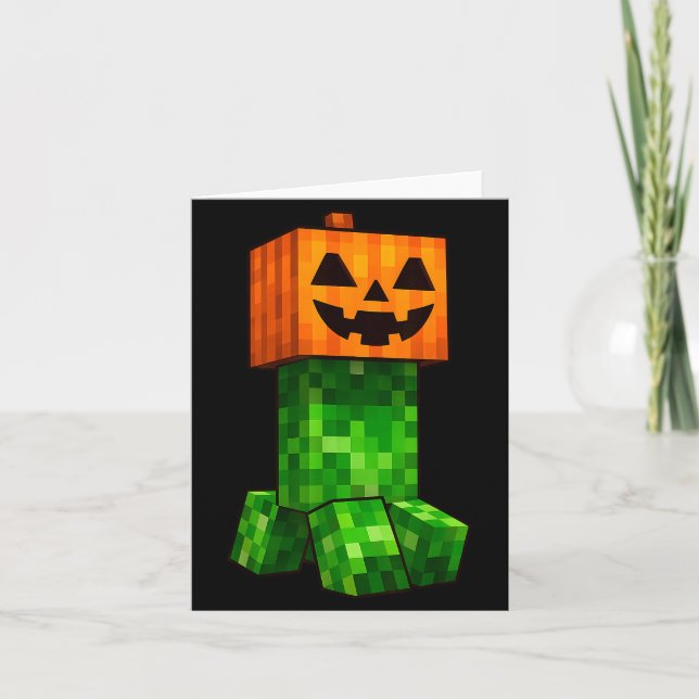 Cartão Kids Halloween Gamer Xel Jack O Lantern Pumpkin Bo (Frente)