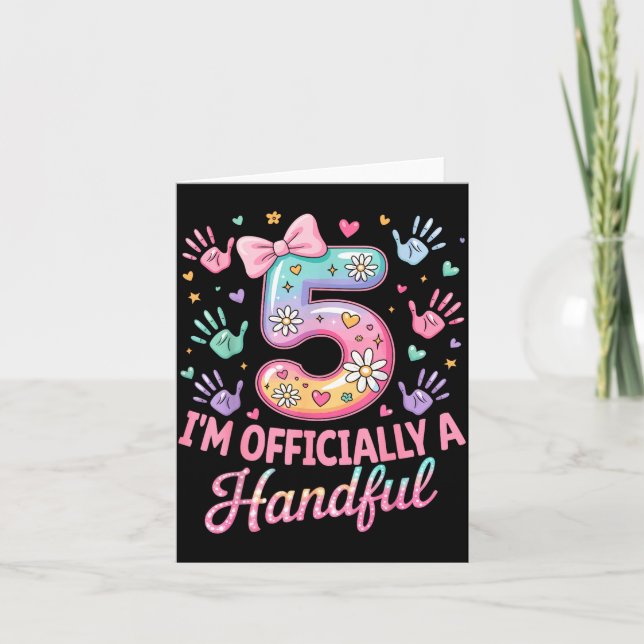 Cartão Kids I'm Ly A Handful Five 5th Birthday Girls Boys (Frente)