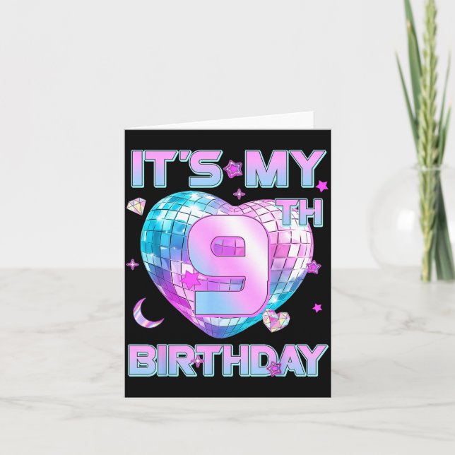 Cartão Kids It's My 9th Birthday Girl 9 Year Old Kp Bday  (Frente)