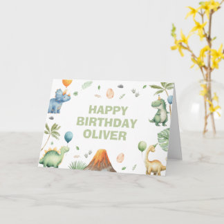 Cartão Kids Jurassic Dino Dinosaur Personalized Birthday 