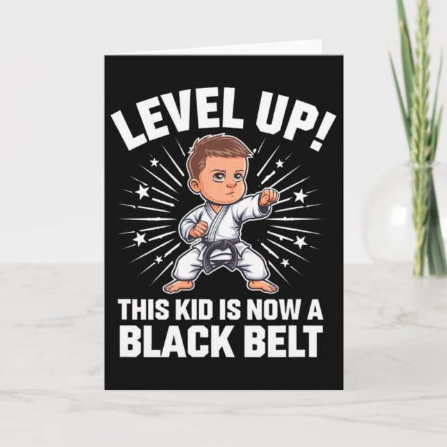 Cartão Kids Karate Uniform Black Belt Award T Shirt Desig (Frente)