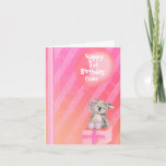 Cartão Kids Koala pink girls 1st birthday card<br><div class="desc">Cute painted Koala Card in pink,  ideal for a special little niece or girl. Personalize both name age and inside greeting. Sweet little card also available in different colours. Art and designed by Sarah Trett.</div>