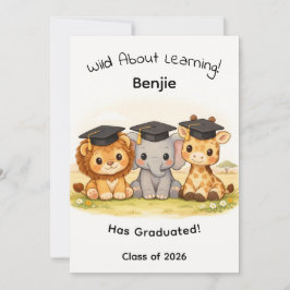 Cartão Kids Lion Elephant Giraffe Woodland Graduation