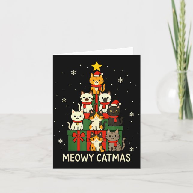 Cartão Kids Men Women Meowy Catmas Funny Christmas Cats C (Frente)