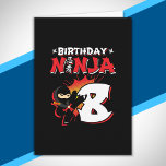 Cartão Kids Ninja - Presente de Festa de aniversário - 8<br><div class="desc">Este design de aniversário Ninja 8 apresenta o símbolo japonês Ninjutsu,  um fundo de quadrinhos de meio tom e um gráfico de pontapé de cartoon ninja que seu menino ou garota ninja de 8 anos de idade vai amar!</div>