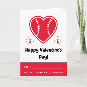 Cartão Kids Red Baseball Softball Heart Dia de os namorad