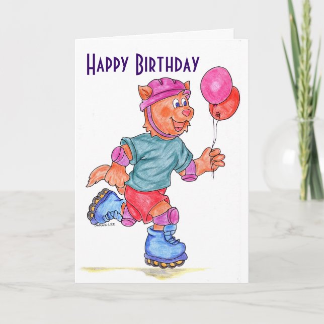 Cartão Kids Roller Skating Birthday Card (Frente)