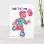Cartão Kids Roller Skating Birthday Card<br><div class="desc">Great for elementary and pre-school kids. Ideal for skating theme party. Suitable for both boys and girls. Easily customizeable,  so you can make it an invitation or thank you card,  too. Just change the text.</div>