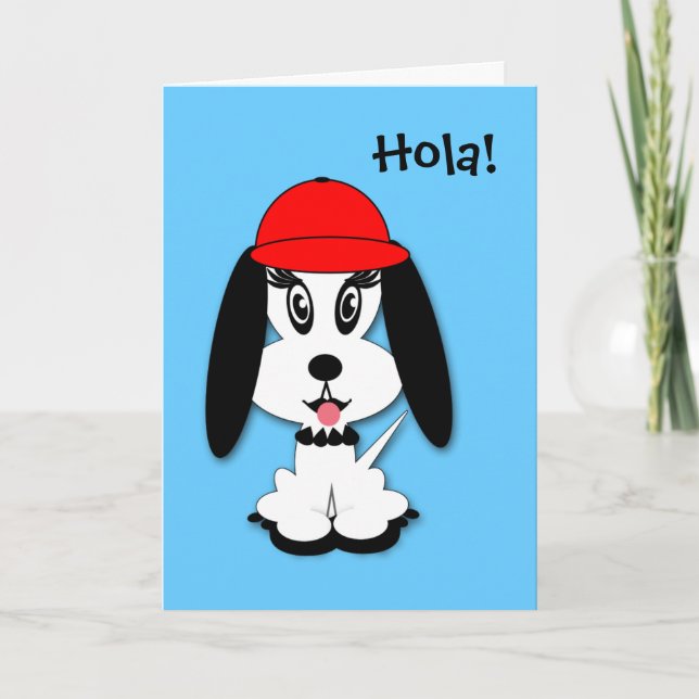 Cartão Kids Spanish Birthday Kute Doggy Greeting Card (Frente)
