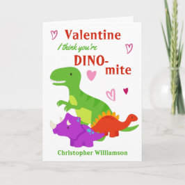 Cartão Kids Valentines Day Dino-mite Dinosaur