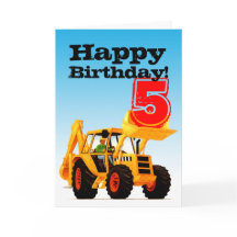 Kids Yellow Digger 5 Birthday