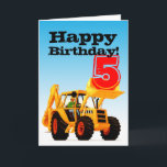 Cartão Kids Yellow Digger 5 Birthday<br><div class="desc">Saudações Yellow Digger Personalizadas ou cartões de aniversário de 5 Feliz, adicione sua própria mensagem para o aniversário de cinco anos! Procurando um presente especial de aniversário de digger? Crianças adoram diggers, esses cartões de digger personalizados têm um grande escavador amarelo neles. Adicione seu próprio nome ou mensagem. Ideal para...</div>