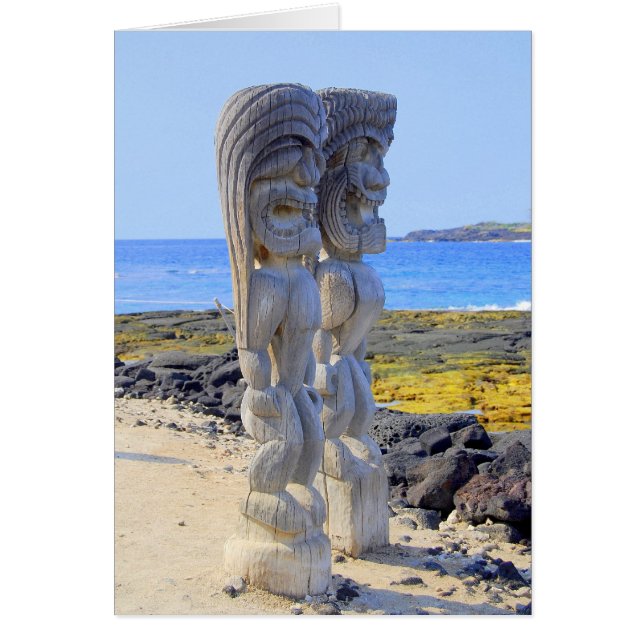Cartão Ki'i havaiano no Parque Pu'uhonua o Hônaunau (Frente)