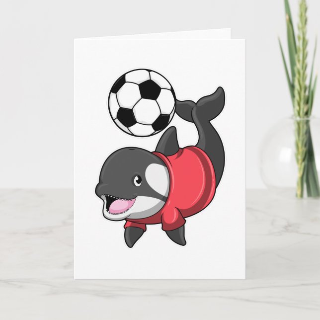 Cartão Killerwhale como jogador de futebol com futebol (Frente)