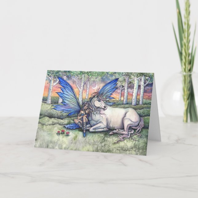 Cartão Kindred Fairy and Unicorn Fantasy Art Card (Frente)