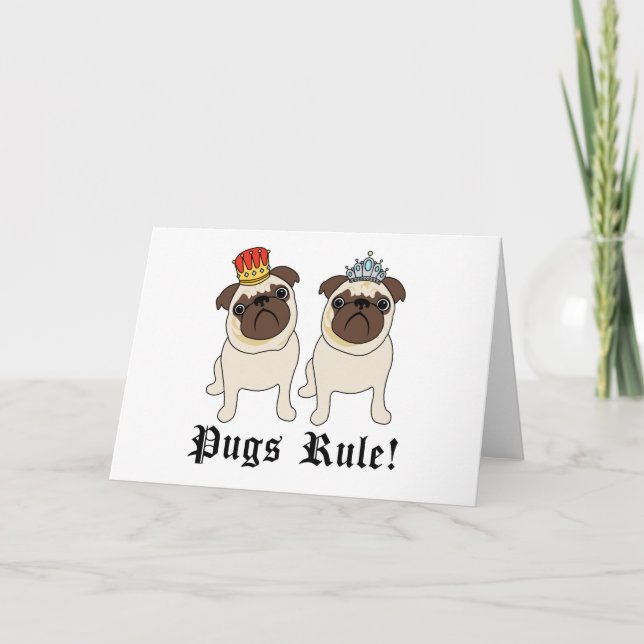 Cartão King and Queen Pug Cards (blank) (Frente)