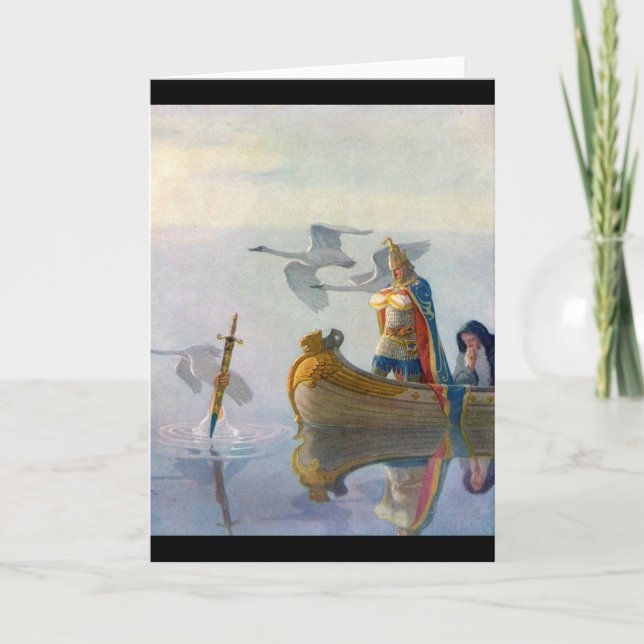Cartão King Arthur & Excalibur, c. 1922 by N.C Wyeth (Frente)