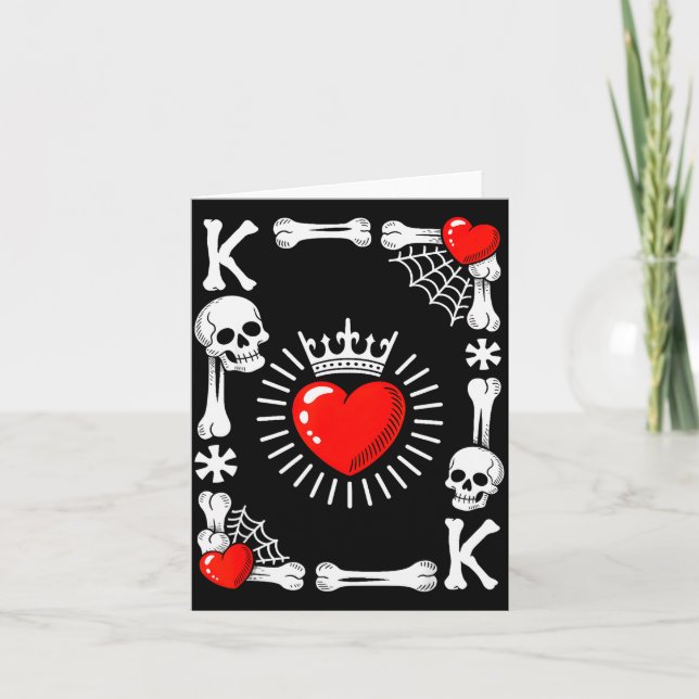 Cartão King Of Hearts Card Costume Funny Halloween King O (Frente)