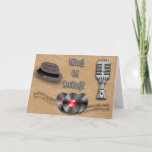 Cartão King Of Swing<br><div class="desc">Featuring the accessories of all crooners including trilby hat,  micropone and LPs. This design is suitable for fans of swing music,  whether for a birthday or father's day card.</div>