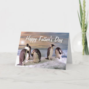 Cartão King penguins Happy Father's Day