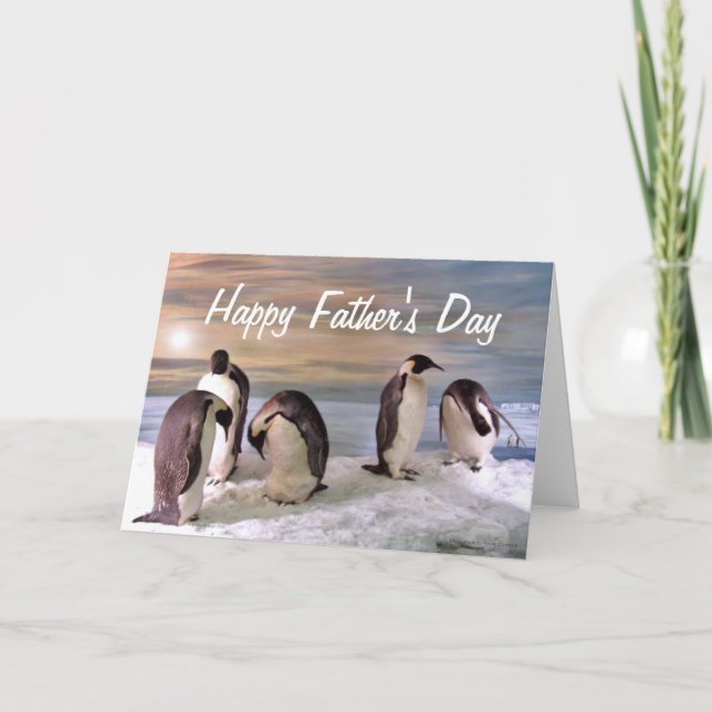 Cartão King penguins Happy Father's Day (Frente)