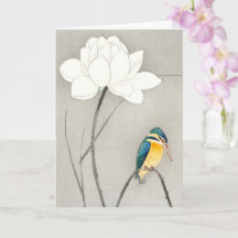 Kingfisher com Lotus Flower Ohara Koson ampliado