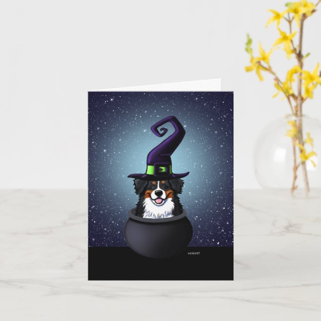 Cartão KiniArt Bernese Halloween (Flor Amarela)