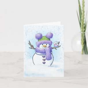 Cartão KiniArt Boneco de Neve & Pássaro