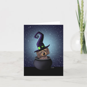 Cartão KiniArt Goldendoodle Witch Halloween