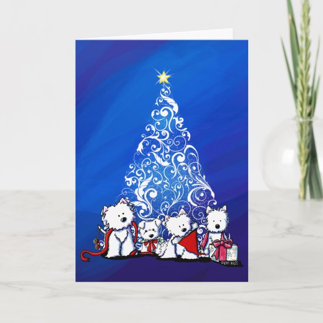 Cartão KiniArt Westie Terriers Christmas Card (Frente)
