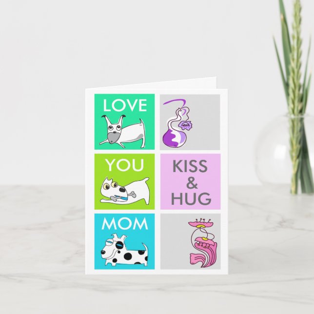 Cartão Kiss & Hug Dog Happy Mother's Day Card (Frente)