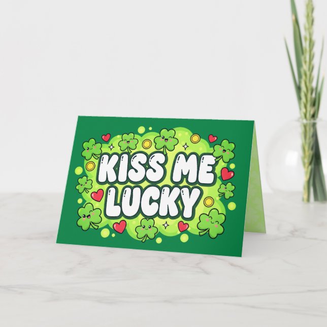 Cartão Kiss Me Lucky St. Patrick’s Day Card (Frente)
