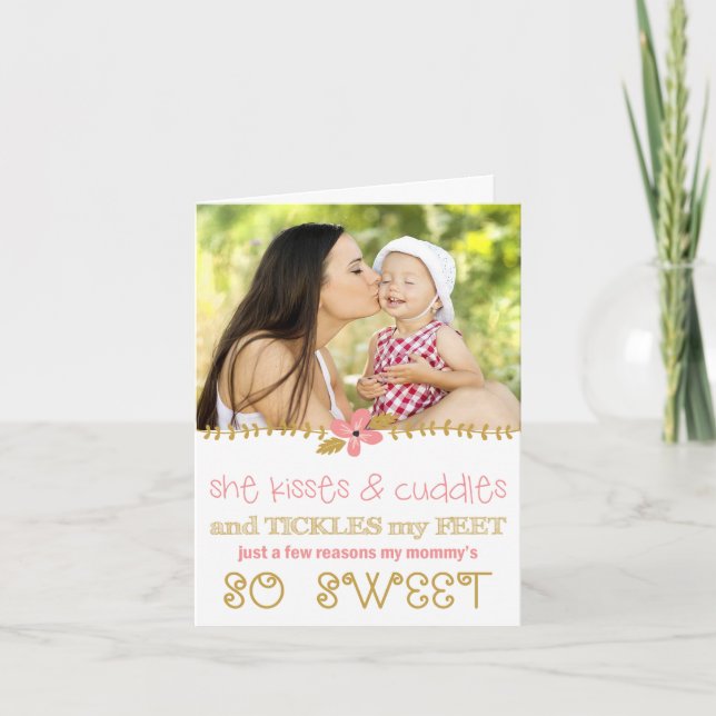 Cartão Kisses & Cuddles Mother's Day Photo Card (Frente)