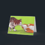 Cartão Kissing Cat Greeting Card<br><div class="desc">The image is from my original cat painting. This is one of the most popular piece among my paintings on Flickr.</div>