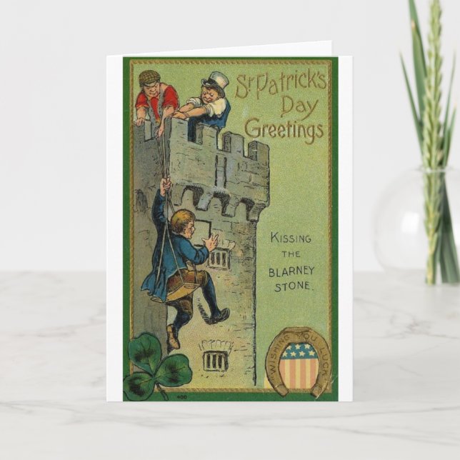 Cartão Kissing The Blarney Stone St. Patrick's Day Card (Frente)