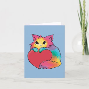 Cartão Kit de Amor de Gatinho Arco-Íris por Dentro