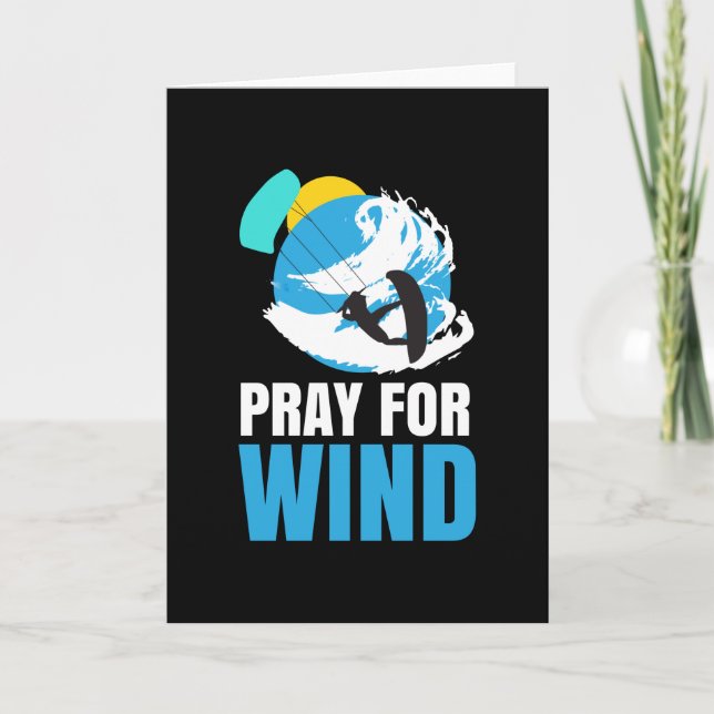 Cartão Kitesurfing Pray For Wind Kitesurfer (Frente)